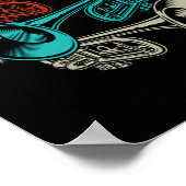 Trompete Retro Instrument Band Musicians Poster (Ecke)