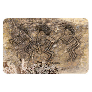 Trompete-Saxophon-und Flötenspieler-Petroglyphe Magnet