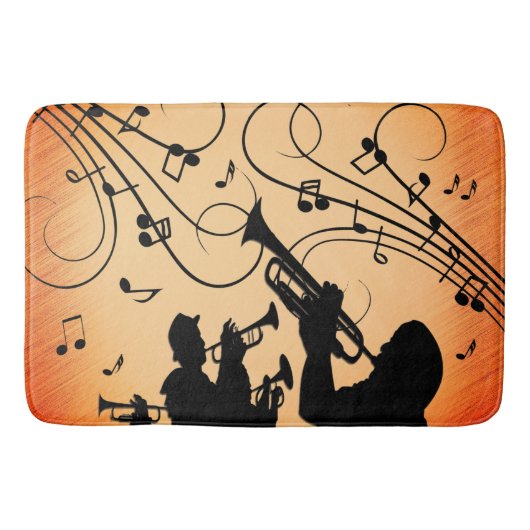 Trompete Section Jazz Music Orange Rust Badematte (Vorderseite)