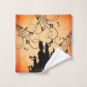 Trompete Section Jazz Music Orange Rust Badhandtuch Set (Waschlappen)