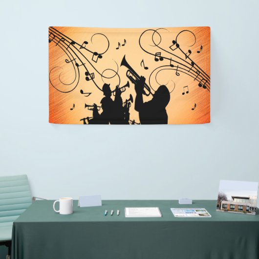 Trompete Section Jazz Music Orange Rust Banner (Messeveranstaltung)