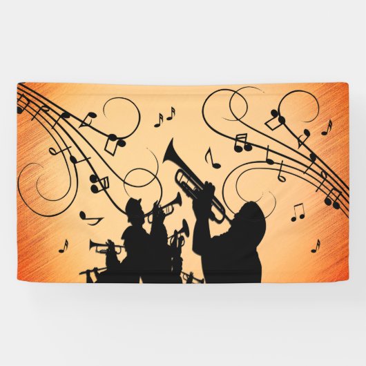 Trompete Section Jazz Music Orange Rust Banner (Horizontal)