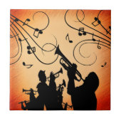 Trompete Section Jazz Music Orange Rust Fliese (Vorderseite)