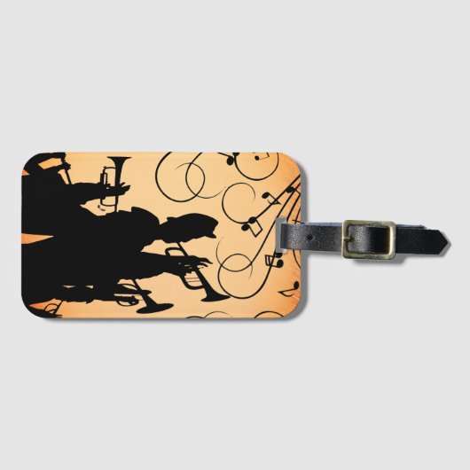 Trompete Section Jazz Music Orange Rust Gepäckanhänger (Vorderseite (Horizontal))