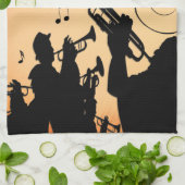 Trompete Section Jazz Music Orange Rust Geschirrtuch (Gefaltet)