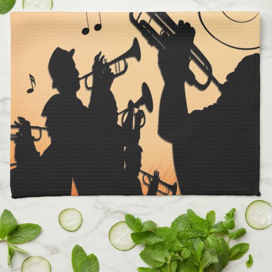 Trompete Section Jazz Music Orange Rust Geschirrtuch (Gefaltet)