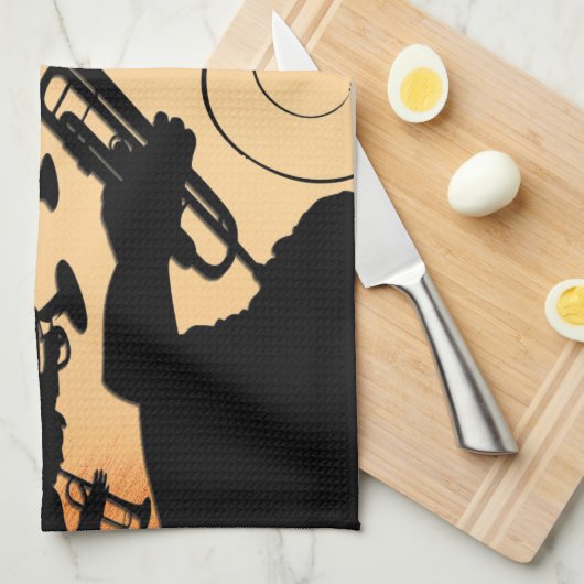 Trompete Section Jazz Music Orange Rust Geschirrtuch (Viertel Falte)