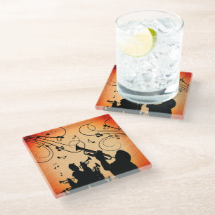 Trompete Section Jazz Music Orange Rust Glasuntersetzer