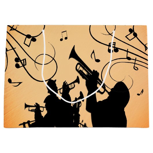 Trompete Section Jazz Music Orange Rust Große Geschenktüte (Vorderseite)
