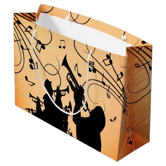 Trompete Section Jazz Music Orange Rust Große Geschenktüte (Rückseite Schrägansicht)