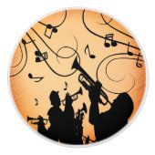 Trompete Section Jazz Music Orange Rust Keramikknauf (Vorderseite)