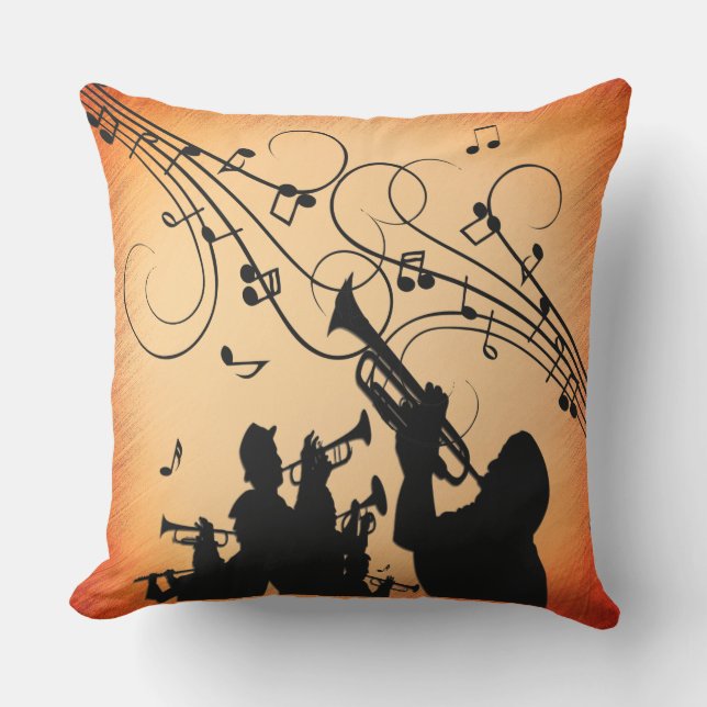 Trompete Section Jazz Music Orange Rust Kissen (Vorderseite)