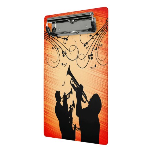 Trompete Section Jazz Music Orange Rust Mini Klemmbrett (Gewinkelt2)