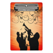 Trompete Section Jazz Music Orange Rust Mini Klemmbrett (Vorderseite)
