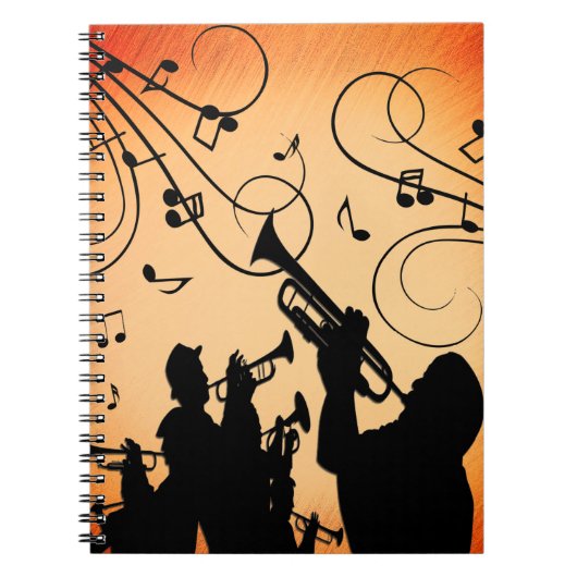 Trompete Section Jazz Music Orange Rust Notizblock (Vorderseite)