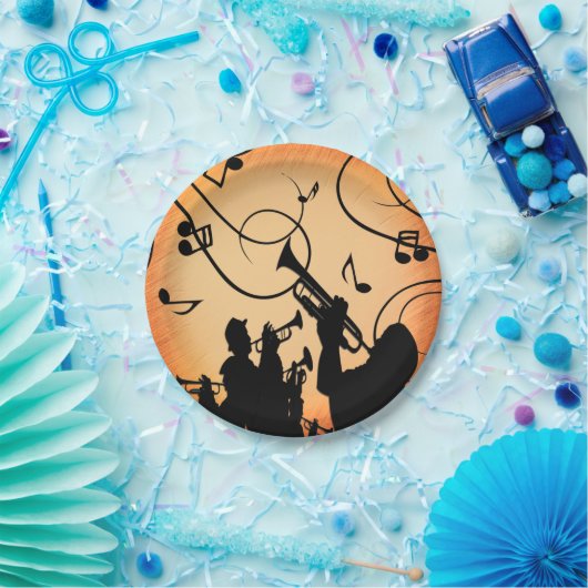 Trompete Section Jazz Music Orange Rust Pappteller (Party)