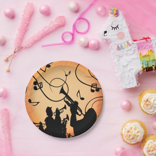 Trompete Section Jazz Music Orange Rust Pappteller (Party)