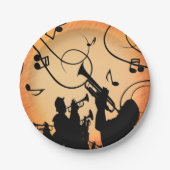 Trompete Section Jazz Music Orange Rust Pappteller (Vorderseite)