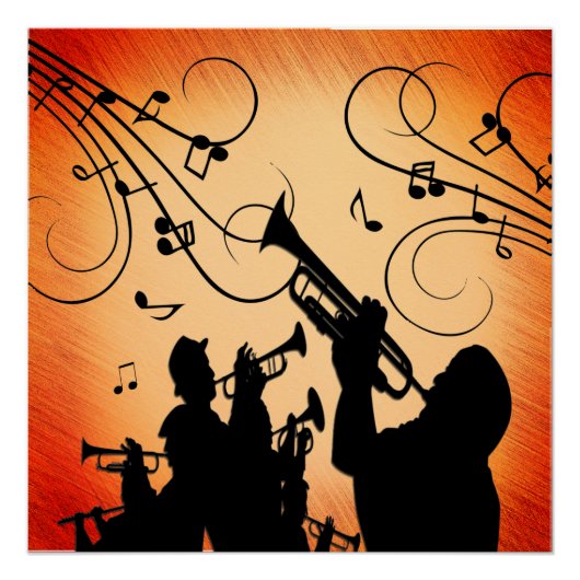 Trompete Section Jazz Music Orange Rust Poster (Vorderseite)