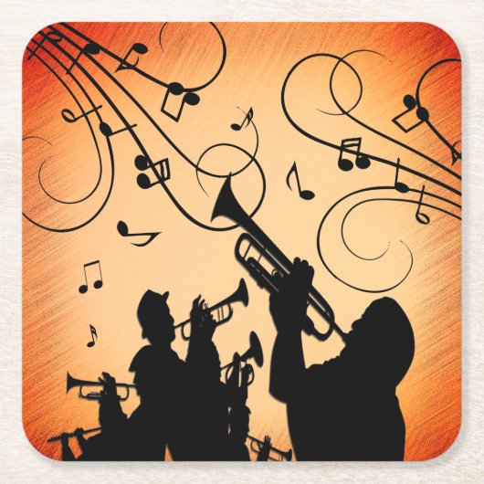 Trompete Section Jazz Music Orange Rust Rechteckiger Pappuntersetzer (Vorderseite)