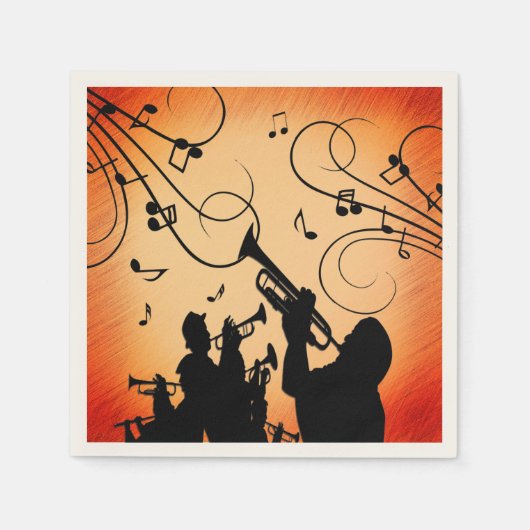Trompete Section Jazz Music Orange Rust Serviette (Vorderseite)