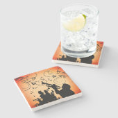 Trompete Section Jazz Music Orange Rust Steinuntersetzer (Seitenansicht)