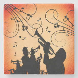Trompete Section Jazz Music Orange Rust Steinuntersetzer