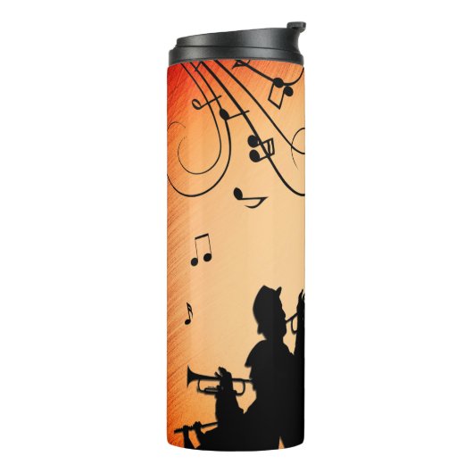 Trompete Section Jazz Music Orange Rust Thermosbecher (Nach links gedreht)
