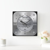 Trompete ~ Sheet Music ~ Pinsel Silber Farbe ~ Quadratische Wanduhr (Zuhause)