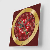 Trompete ~ Silber ~ rotes ~ Gold~ Weihnachten~ Quadratische Wanduhr (Winkel)