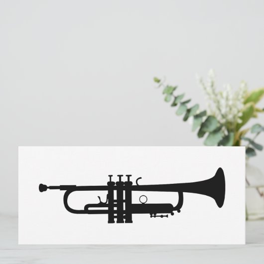 Trompete-Silhouette Einladung (Stehend Vorderseite)