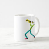 Trompete spielender Stickman Kaffeetasse (VorderseiteRechts)