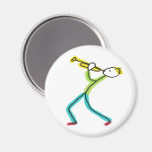 Trompete spielender Stickman Magnet (Vorderseite/Rückseite)
