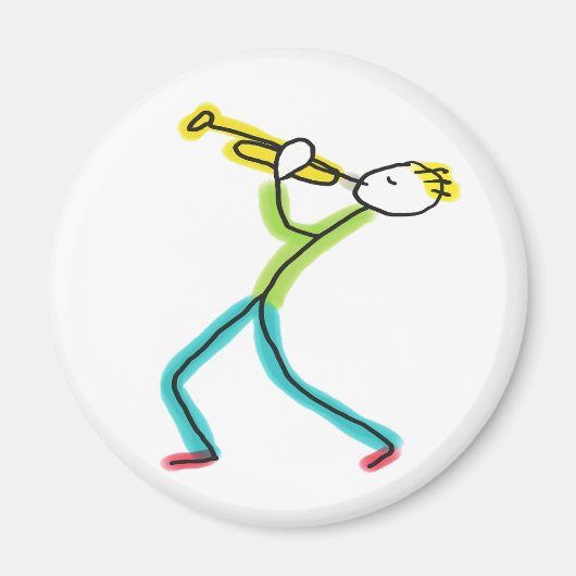 Trompete spielender Stickman Magnet (Vorne)