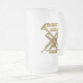 Trompete-Tritt-Messing Mattglas Bierglas (VorderseiteRechts)