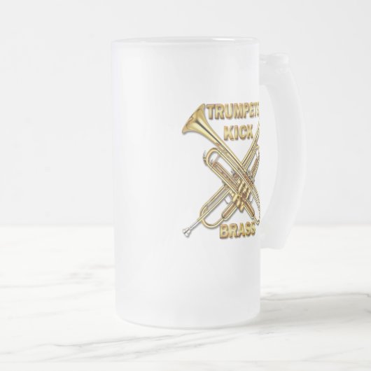 Trompete-Tritt-Messing Mattglas Bierglas (VorderseiteRechts)