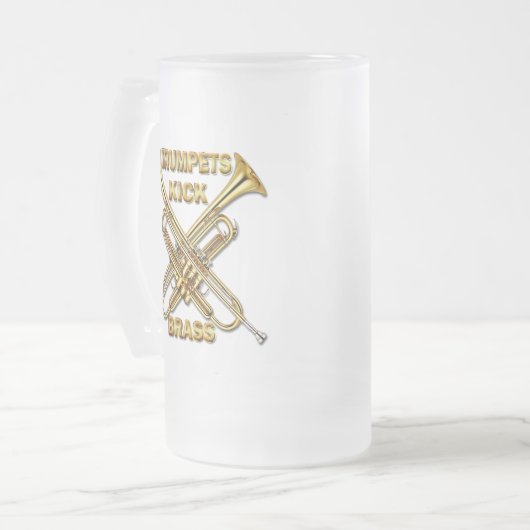 Trompete-Tritt-Messing Mattglas Bierglas (Vorderseite Links)
