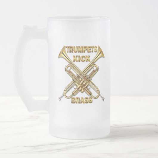 Trompete-Tritt-Messing Mattglas Bierglas (Links)