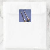 Trompete und Holzstopfen Quadratischer Aufkleber (Tasche)