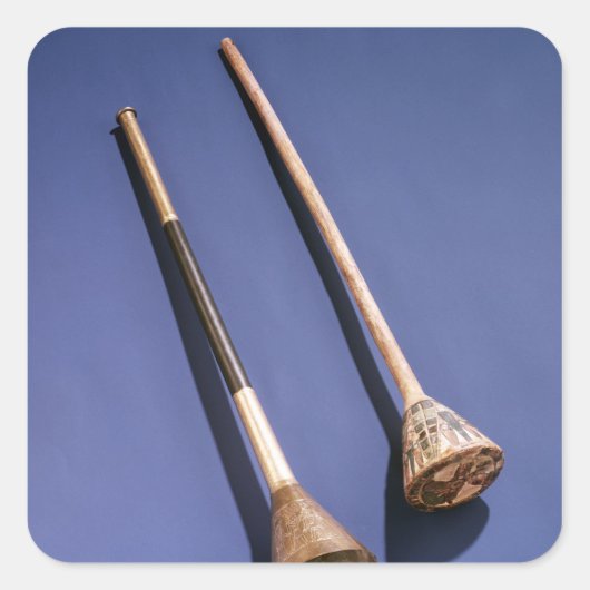 Trompete und Holzstopfen Quadratischer Aufkleber (Vorderseite)
