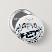 Trompete und musikalische Anmerkungen Button (Vorne & Hinten)