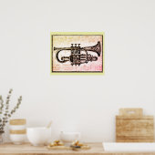 Trompete und Musiknoten Poster (Küche)