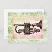 Trompete und Musiknoten Postkarte (Vorne/Hinten)