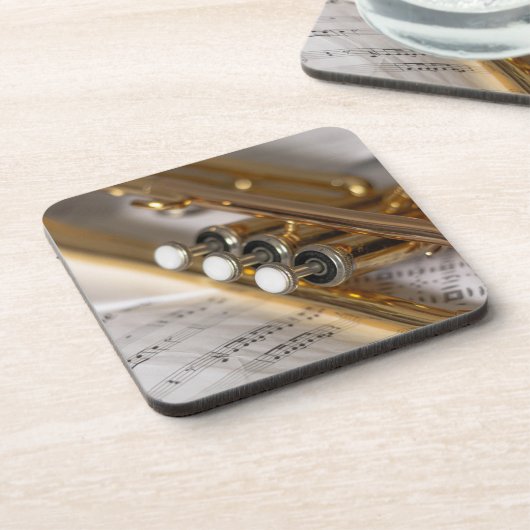 Trompete und Notenmessgeräte Getränkeuntersetzer (Linke Seite)