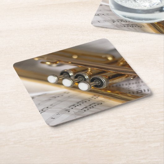 Trompete und Notenmessgeräte Rechteckiger Pappuntersetzer (angewinkelt)