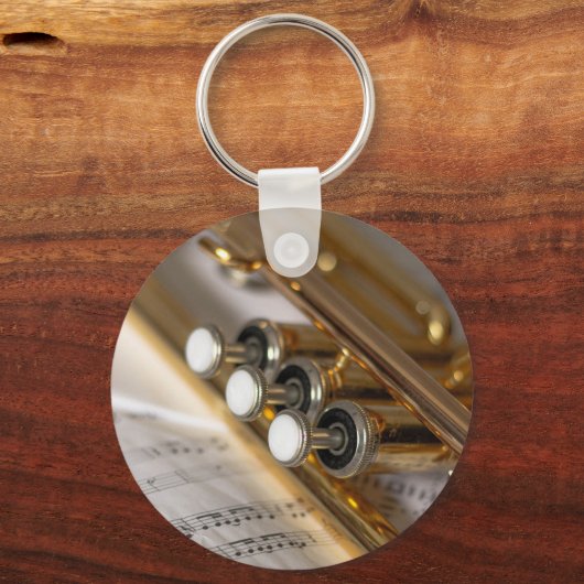 Trompete und Notenmessgeräte Schlüsselanhänger (Vorderseite)