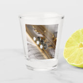Trompete und Notenmessgeräte Schnapsglas (Vorderseite)
