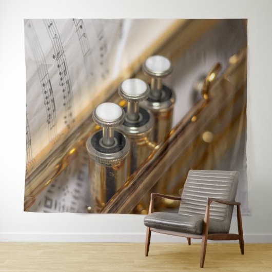 Trompete und Notenmessgeräte Wandteppich (Beispiel (Horizontal))