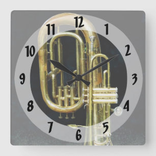 Trompete und Tuba Quadratische Wanduhr