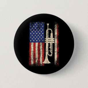 Trompete USA Amerikanisches Flagge Shirt Jazz Musi Button